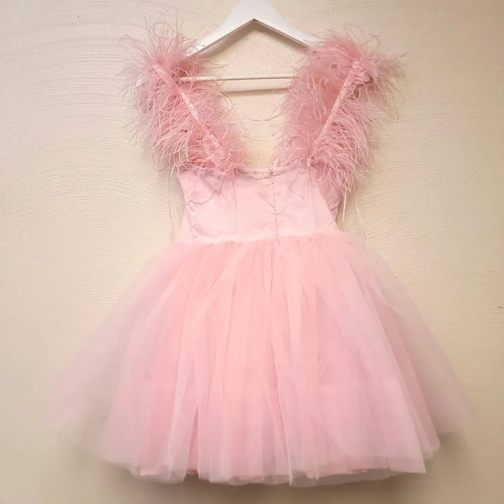 Fashion Nova Tulle Mini Dress Size S So In Love Pink - Picture 2 of 10